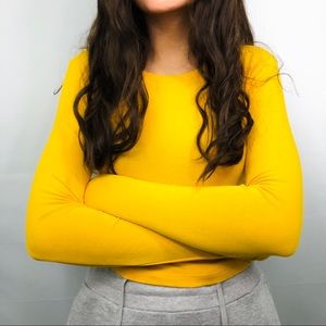 Zara Mustard Yellow Long Sleeve Top